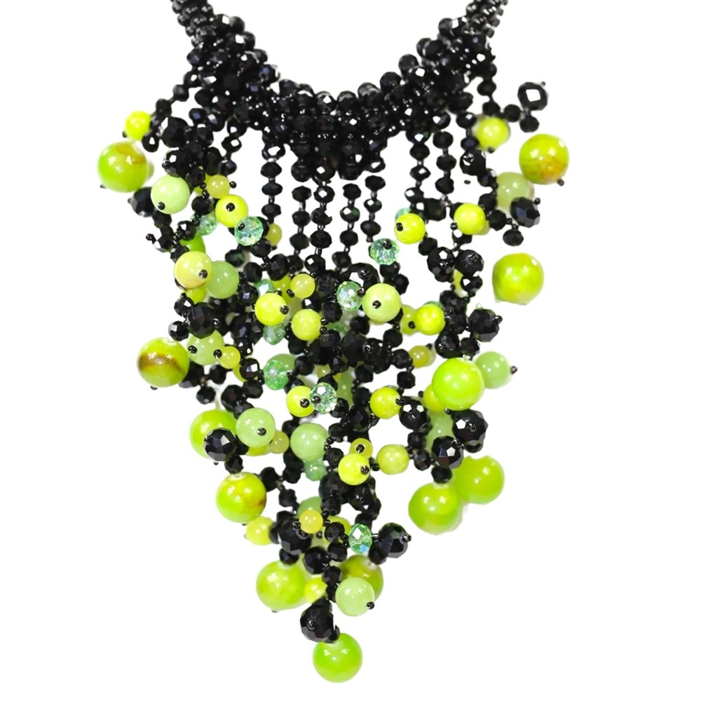 Handmade Kim Lou e Green Cluster Necklace - Picture 4 of 13